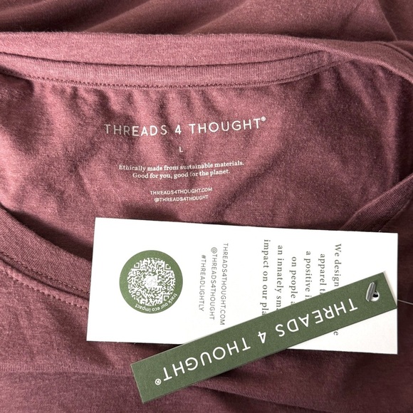 NWT THREADS 4 THOUGHT Burgundy Organic Cotton Sleeveless Crewneck Pocket Tank L - Picture 8 of 9